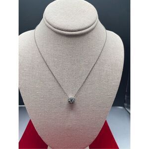 Fossil Pave Rhinestone Owl Pendant Necklace New Blue Eyes